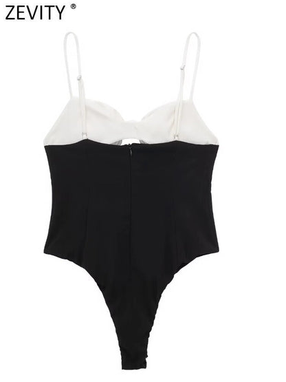 Bow Design White & Black Playsuits