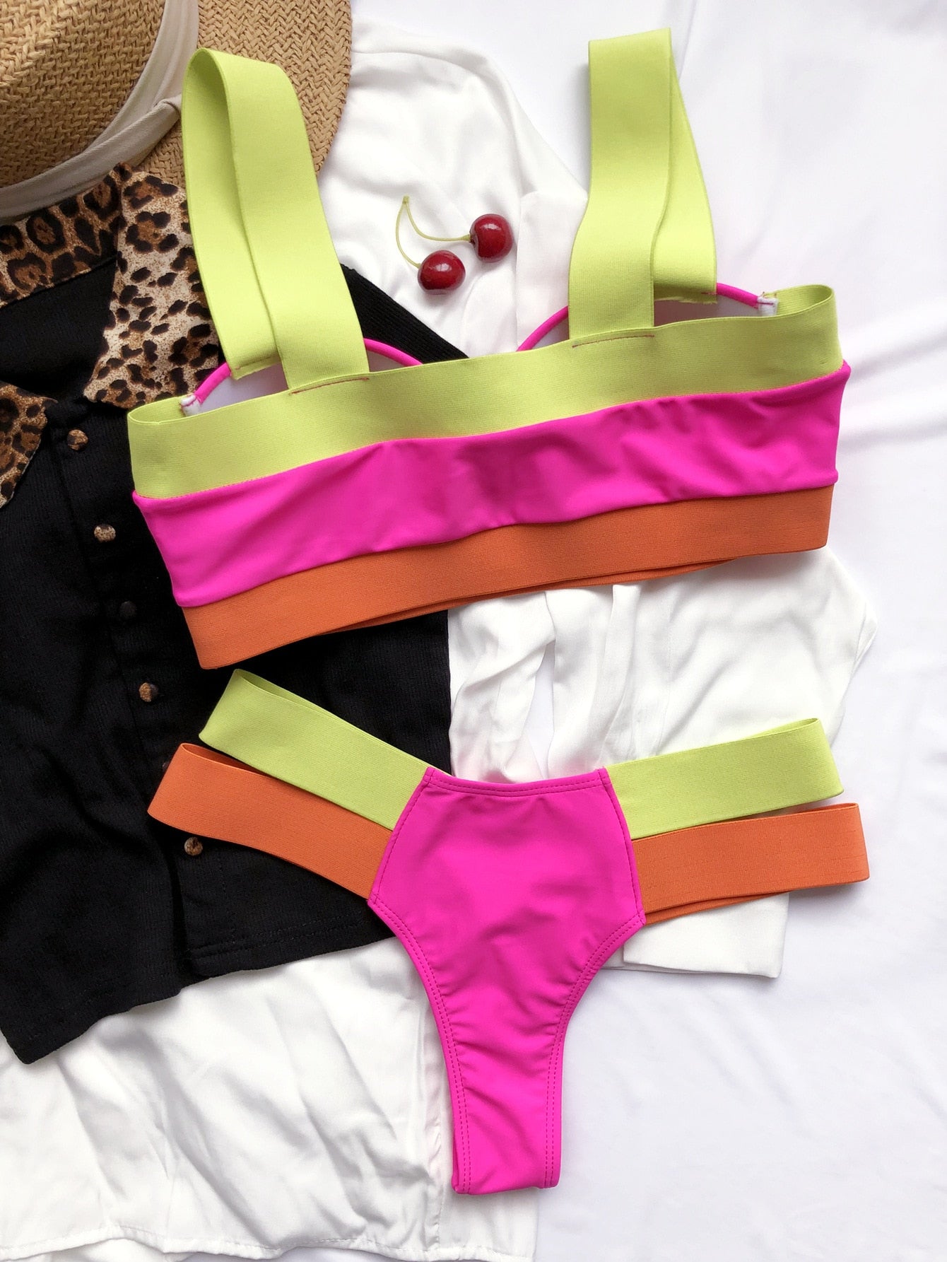 Vibrant Patchwork Swimwear