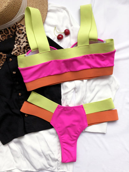 Vibrant Patchwork Swimwear