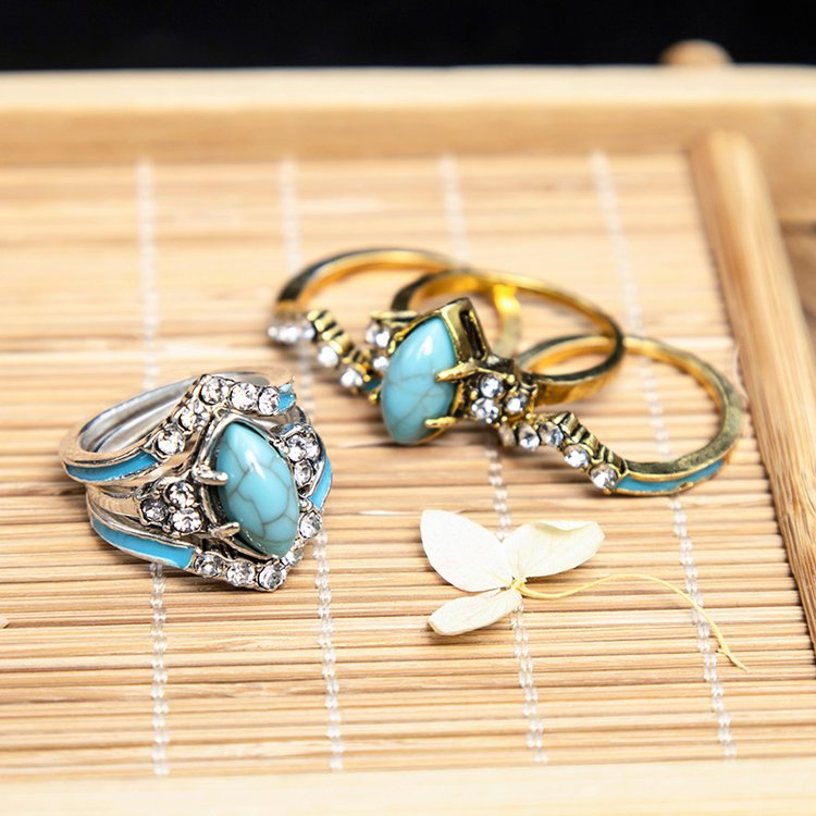 Achieving Dreams Turquoise 3-Piece Ring