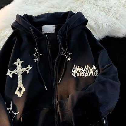 Embroidered Retro Hoodie