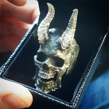 Skull & Horns Ring