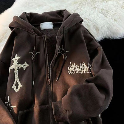 Embroidered Retro Hoodie