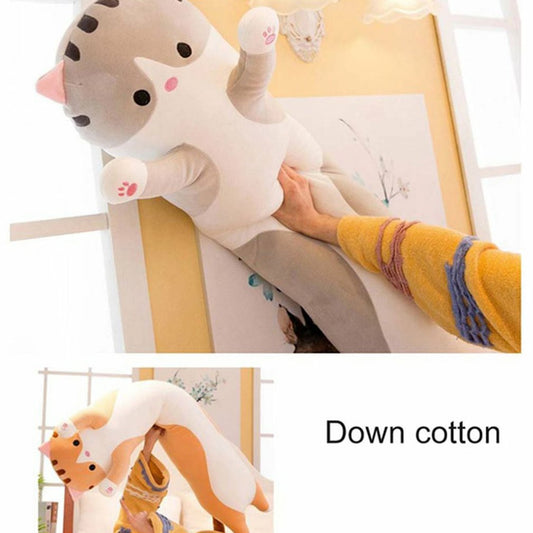 Cuddly Cat Side Sleeper Plush Pillow