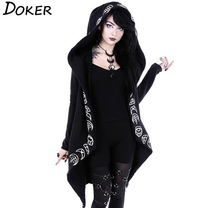 Black Hooded Moon Kimono Multiple Sizes