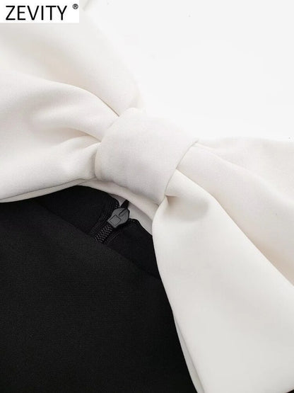 Bow Design White & Black Playsuits