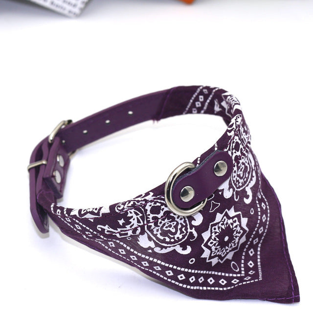Adjustable Bandana Scarf Style Leather Pet Collar (Various Colors)