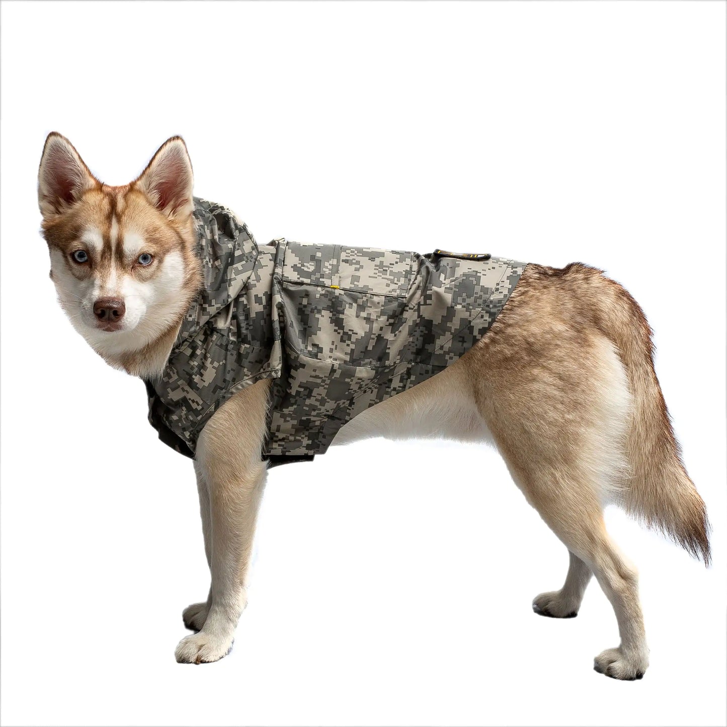 Trooper Tail Camo: Packable Army Raincoat for Dogs