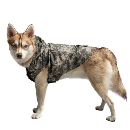 Trooper Tail Camo: Packable Army Raincoat for Dogs