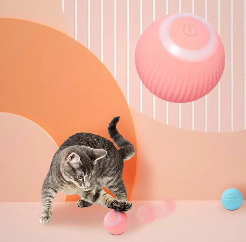 Electric Automatic Rolling Cat Toy Ball, 1 Piece USB Rechargeable Self Rotating Interactive Cat Teaser Toy, Durable Pet Chasing Teething Scratching Chewing Ball for Indoor and Outdoor Pets Exercise, Plastic Cat Product Stuff