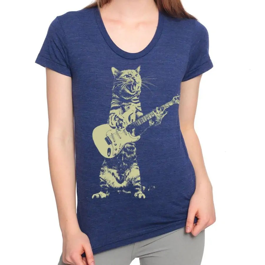Feline Melodies: A Purrfect Jam Session Guitarist Cat T-Shirt