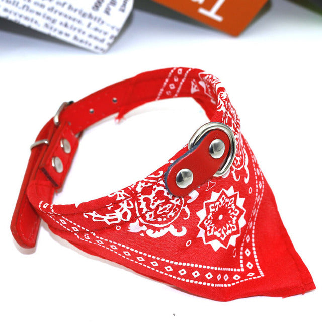 Adjustable Bandana Scarf Style Leather Pet Collar (Various Colors)