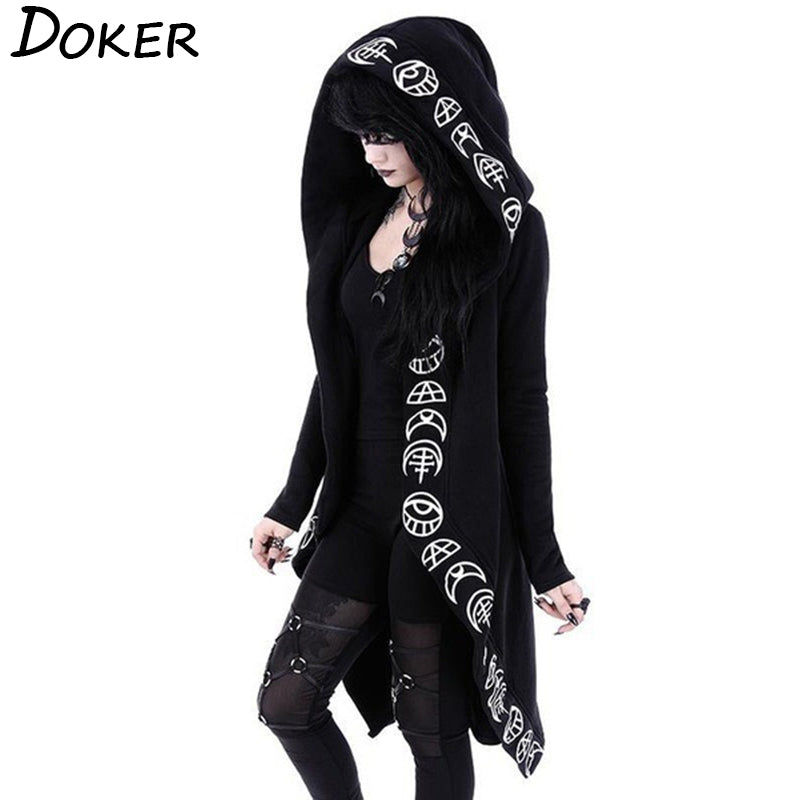 Black Hooded Moon Kimono Multiple Sizes