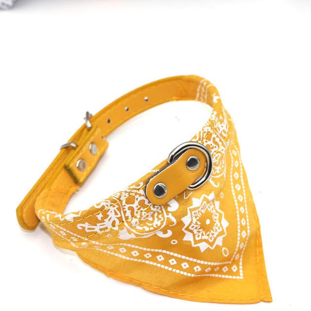 Adjustable Bandana Scarf Style Leather Pet Collar (Various Colors)