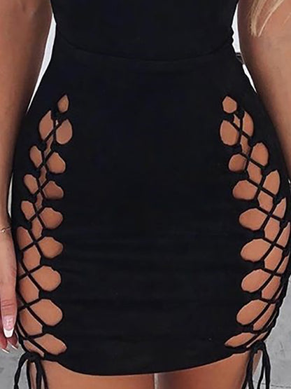 Black Lace-Up Mini Dress