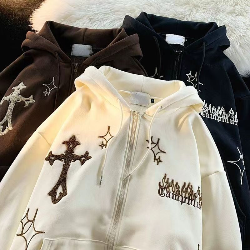 Embroidered Retro Hoodie