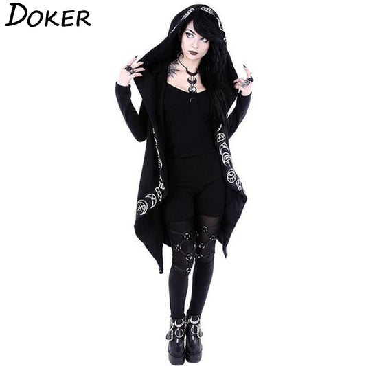Black Hooded Moon Kimono Multiple Sizes