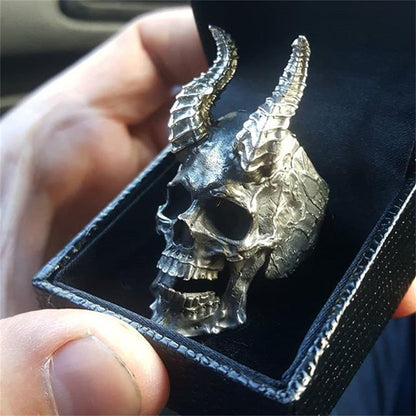 Skull & Horns Ring