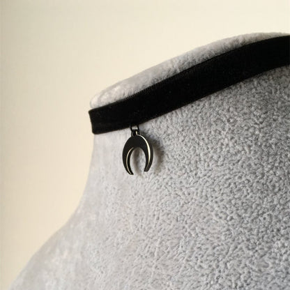 Black Crescent Moon Choker Necklace