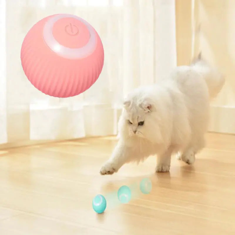 Electric Automatic Rolling Cat Toy Ball, 1 Piece USB Rechargeable Self Rotating Interactive Cat Teaser Toy, Durable Pet Chasing Teething Scratching Chewing Ball for Indoor and Outdoor Pets Exercise, Plastic Cat Product Stuff