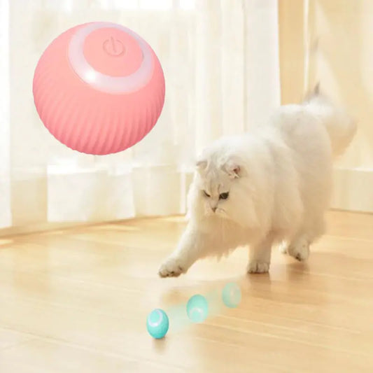 Electric Automatic Rolling Cat Toy Ball, 1 Piece USB Rechargeable Self Rotating Interactive Cat Teaser Toy, Durable Pet Chasing Teething Scratching Chewing Ball for Indoor and Outdoor Pets Exercise, Plastic Cat Product Stuff